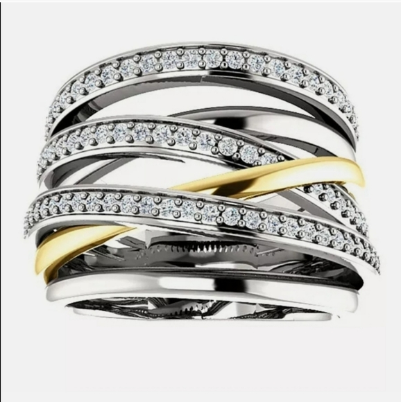 New Two Tone 925 Silver Ring - Picture 3 of 10